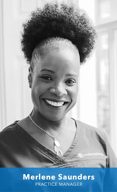 CoolSculpting fat freezing Amsterdam - portrait of Merlene Saunders, Practice Manager Portrait of Merlene Saunders, Practice Manager, with name caption for CoolSculpting fat freezing in Amsterdam